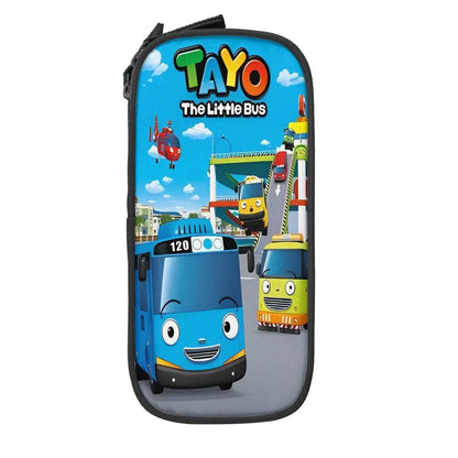 Stylish and Functional Tayo the Little Bus Black Pencil Case for Kids