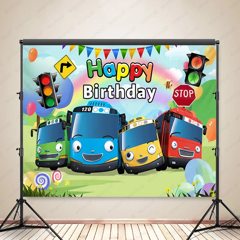 Tayo the Little Bus Backdrop – The Ultimate Party Decoration for Kids